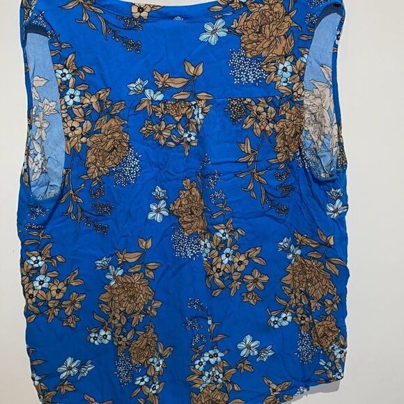 Torrid Women's Blue Rayon Floral Tie Neck Sleeveless Blouse Size 2 - Picture 6 of 10